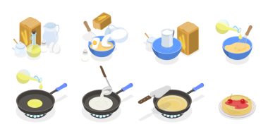 Gözleme Tarifinin 3 Boyutlu Isometric Düz Kavramsal İllüstrasyonu