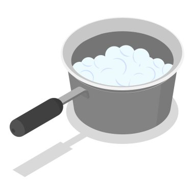 3D Isometric Flat Vektör Masa takımı, Mutfak Tencereleri. Madde 5