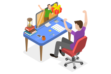 Çevrimiçi Hediye, Bonus Program Ödülünün 3B Isometric Düz Kavramsal İllüstrasyonu