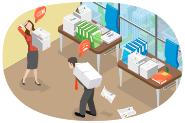 Ofisteki Fazla Çalışma, Üzgün ve Yorgun Çalışanların 3B Isometric Düz Kavramsal Çizimi