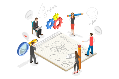 3D Isometric Flat Mühendislik Hesaplamaları, Araştırma ve Deneylerinin Kavramsal İllüstrasyonu