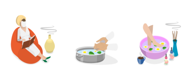 3 Boyutlu Isometric Aromaterapi Prosedürlerinin Kavramsal İllüstrasyonu, Kadın Tedavi Terapisi