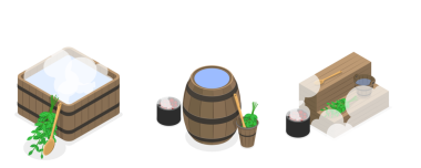 Sauna ve SPA 'nın 3D Isometric Düz Kavramsal İllüstrasyonu, Refah ve Rekreasyon Etkinliği