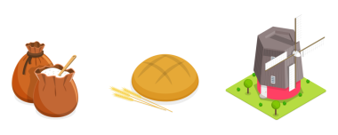3 Boyutlu Isometric Flat Ekmek Üretiminin Kavramsal İllüstrasyonu, Doğal Tarım Gıda