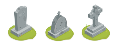 3 Boyutlu Isometric Mezar Taşları Seti, Eski Mezar Koleksiyonu