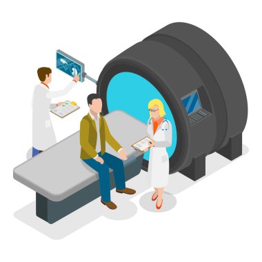 3 boyutlu Isometric Flat Vektör Enstrümantal Teşhis Yöntemleri, MRI Taraması, Ultrason, X-Ray. Madde 3