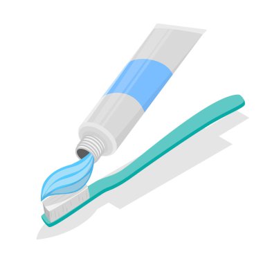 Üç boyutlu Isometric Düz Vektör Diş Temizleme, Ağız Temizliği. Madde 7