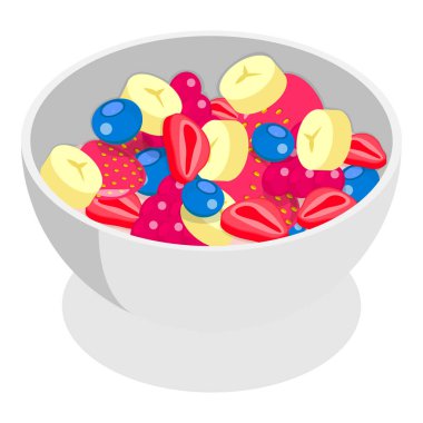 Üç boyutlu Isometric Düz Vektör Sağlıklı Tabak, Dengeli Beslenme. Madde 1