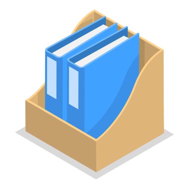 Dosyalı 3D Isometric Düz Vektör Dizinleri, İş Evrakları. Madde 2