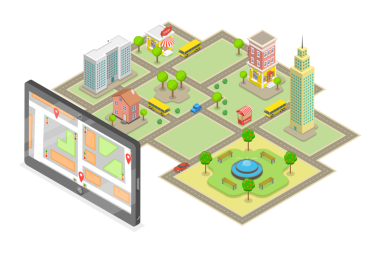 Verimli Trafik Yönetimi, Şehir Taşımacılığının 3B Isometric Flat Kavramsal İllüstrasyonu