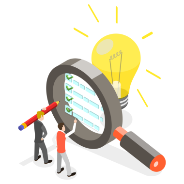 Piyasa Araştırmaları, Veri Analizi, İş Geliştirme ve İyimserleştirmenin 3B Isometric Flat Conceptual Illulation