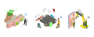 Akıllı Endüstri, Yenilikçi ve Yeşil Teknolojilerin Üç Boyutlu Isometric Flat Kavramsal İllüstri