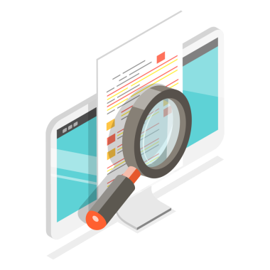 Belge İncelemesinin 3B Isometric Düz Simgesi, Dijital Belge Denetimi
