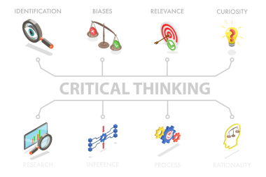 Eleştirel Düşüncenin 3D Isometric Düz İllüstrasyonu, Bir Yargılama Oluşturmak için Gerçeklerin Analizi