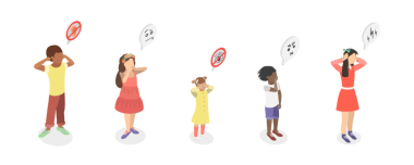 3D Isometric Flat Illustration of Play Peekaboo, Don 't See, Speak and hear