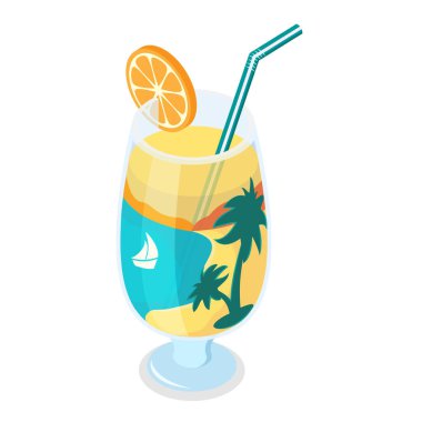 3D Isometric Düz Vlat Yaz Kokteylleri, Soğuk İçecekleri Tazeleyen. Madde 3