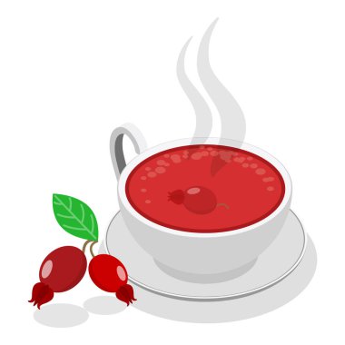 3 boyutlu Isometric Flat vektör çay çeşidi seti, bitkisel içerikli içecekler. Madde 2