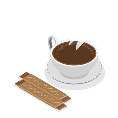 3D Isometric Flat Vector kahve seti, farklı içecek tipleri. Madde 7