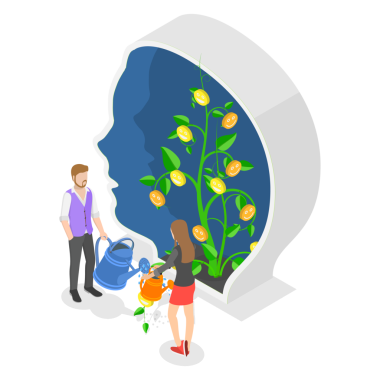 3 Boyutlu Isometric Flat Pozitif Düşüncenin Kavramsal İllüstrasyonu, Büyüme Zihniyeti, Refah
