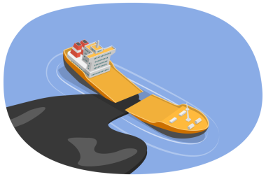 3D Isometric Flat Ekolojik ve Çevresel Felaket, Petrol Tankeri Kazası
