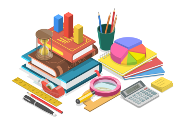 Matematik Okulu Konusu, Okul Konusu, Cebir ve Geometri Sınıfı 3D Isometric Flat Illustration
