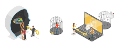 3 Boyutlu Isometric Zihin Hapisanesinin Kavramsal İllüstrasyonu, Bir Kuş Kafesine Kapalı
