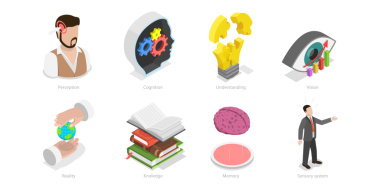 Duyusal Sistemin 3D Isometric Düz Kavramsal İllüstrasyonu, Duyusal Organlar, Dünya Bilgisi