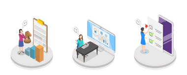 Objektif Anahtar Sonuçlarının 3B Isometric Düz Kavramsal İllüstrasyonu, İş Hedeflerine Odaklanma