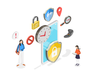 3D Isometric Flat Ebeveyn Kontrol Yazılımının Kavramsal İllüstrasyonu, İnternet Güvenliği