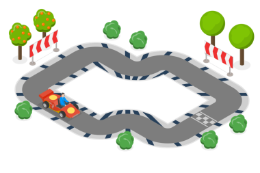 Go Kart, Karting Spor 'un 3 boyutlu Isometric Flat Kavramsal ResmiComment
