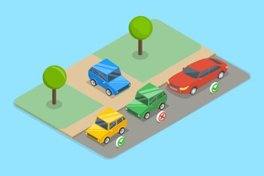 3D Isometric Flat Vector Illustration of Bad Parking Example, Sports Restricted for Parking clipart