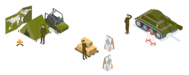 3D Isometric Flat Millitary Force 'un Kavramsal İllüstrasyonu, Profesyonel Savaşçılar