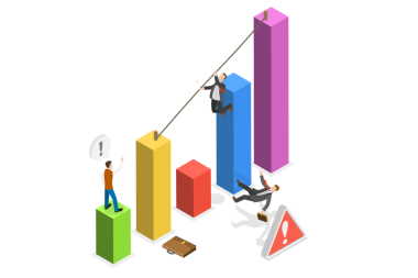 3D Isometric Flat Ekonomik Azalmanın Kavramsal Resimleri, İş Riskleri