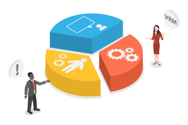 VRM, Tedarikçi İlişki Yönetiminin 3B Isometric Flat Kavramsal İllüstrasyonu