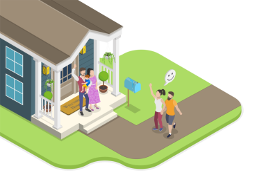 3D Isometric Flat İyi Komşu İlişkilerinin Kavramsal İllüstrasyonu, Kır Hayatı