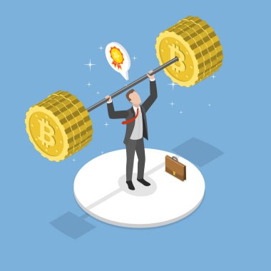 3D Isometric Finansal Yatırım ve Deneyimli İşadamı Tanımlaması