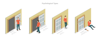 3D Isometric Flat Psikolojik Türlerin Kavramsal İllüstrasyonu, Eklenti Biçimleri