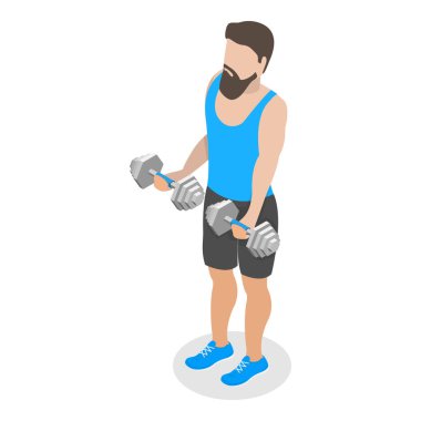 3 Boyutlu Isometric Flat Vektör Fitness People, Spor Beslenme, Sağlıklı Yaşam Tarzı. Madde 2