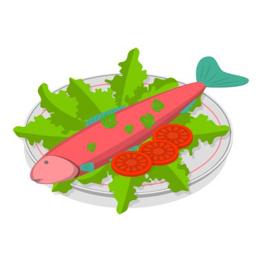 Üç boyutlu Isometric Düz Vektör Sağlıklı Tabak, Dengeli Beslenme. Madde 5