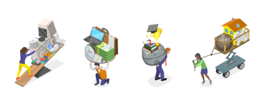 3D Isometric Yorgun İnsanlar Seti, Zorluklar ve Zorluklar Baskısı