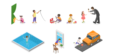 3 Boyutlu Isometric Çocuklar Tehlike Altındaki Çocuklar Seti, Çocuk Güvenliği