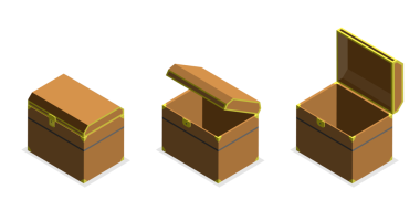 3 Boyutlu Isometric Düz Sandık Seti, Boş Hazine Kutuları