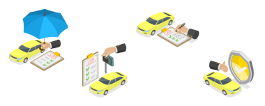 3 Boyutlu Isometric Otomobil Sigortası, Otomobil Koruma, Güvenlik ve Güvenliğin Çizimi