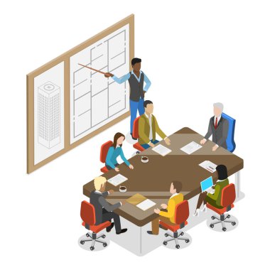 İnşaatçılar ve Mimarlar için 3D Isometric Flat Vlat Illustration, İnşaat Şirketi. Madde 4