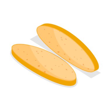 Üç boyutlu Isometric Düz Vlat Kahvaltı Ekmek Seti, Fırınlanmış Ekmek Ürünleri. Madde 5