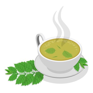 3 boyutlu Isometric Flat vektör çay çeşidi seti, bitkisel içerikli içecekler. Madde 6