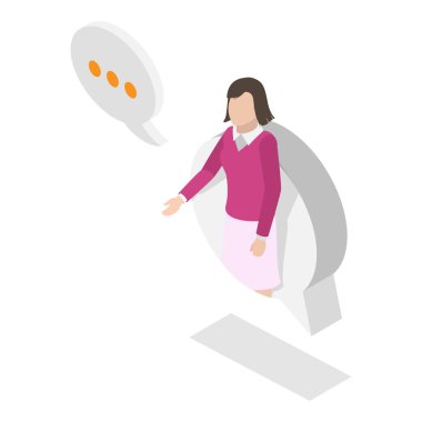 3 Boyutlu Isometric İş Görüşmeleri Flat Vektör İllüstrasyonu Diyalog ve Grup Tartışmasına Katılan İş Arkadaşları. Madde 3