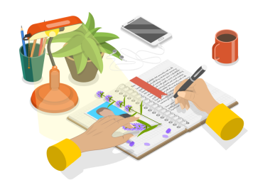 Bir Süt Ürünü, Metin Notta Kendini İfade Yazmanın 3B Isometric Düz İllüstrasyonu