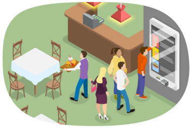 3D Isometric Cafe Self Servisi, Modern Teknolojiler