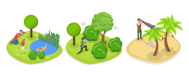 3D Isometric Ornitoloji Çizimi, Kuş İzleme Hobisi, Açık Hava Etkinliği